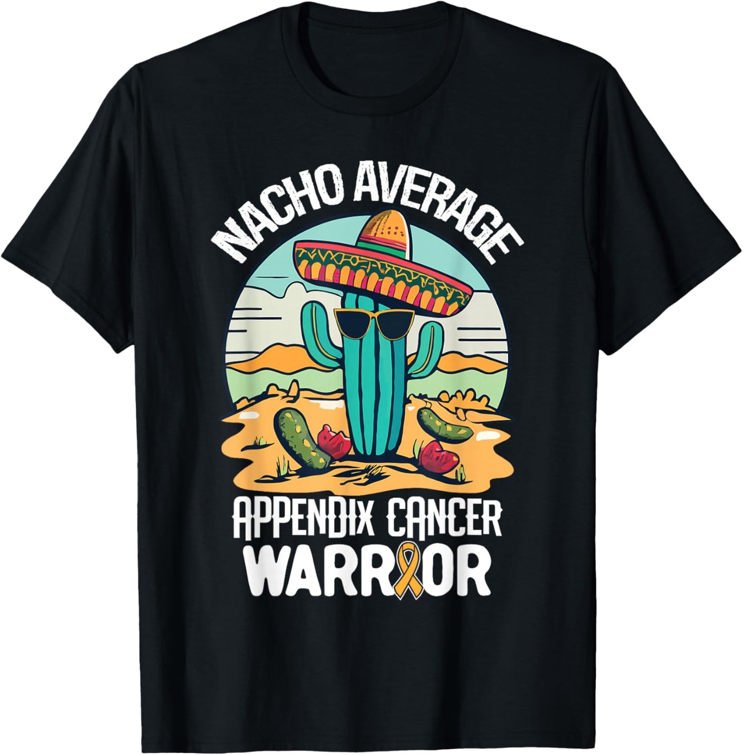Nacho- Appendix Cancer Awareness Supporter Ribbon T-Shirt - T-Shirt | Black