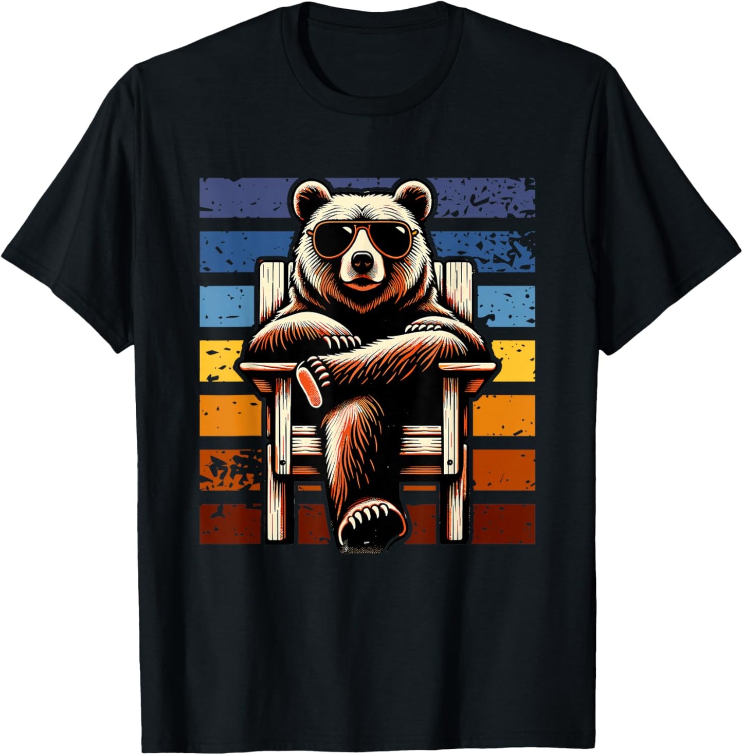 Cool Retro Bear in Sunglasses 70s 80s 90s Novelty Funny Bear T-Shirt - T-Shirt | Black