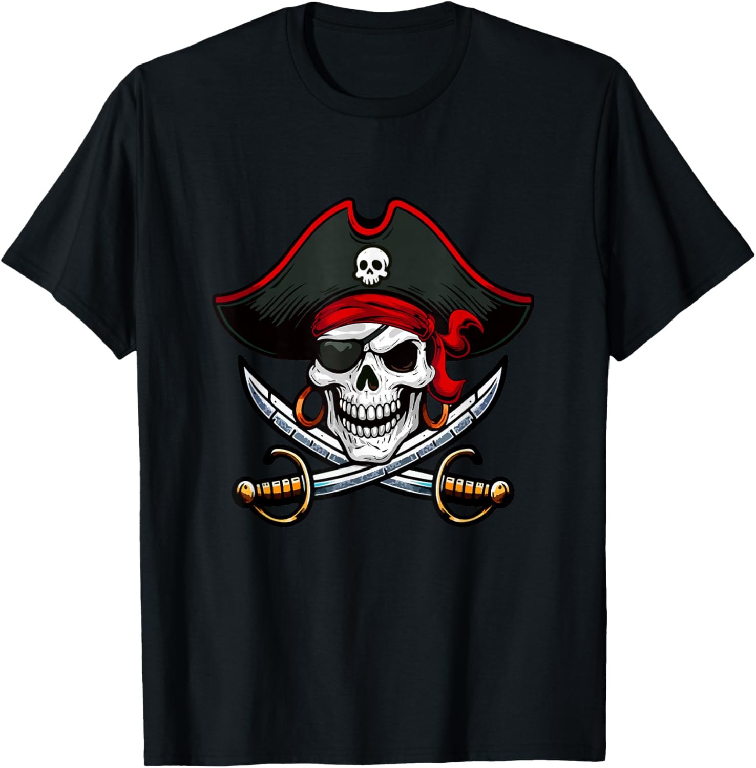 Horro Skull Pirate Matching Funny Parties Costume Family T-Shirt - T-Shirt | Black