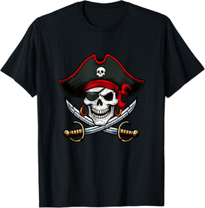 Horro Skull Pirate Matching Funny Parties Costume Family T-Shirt - T-Shirt | Black