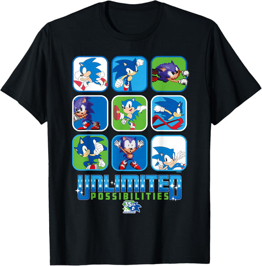 Sonic the Hedgehog - 35th Anniversary Grid T-Shirt - T-Shirt | Black