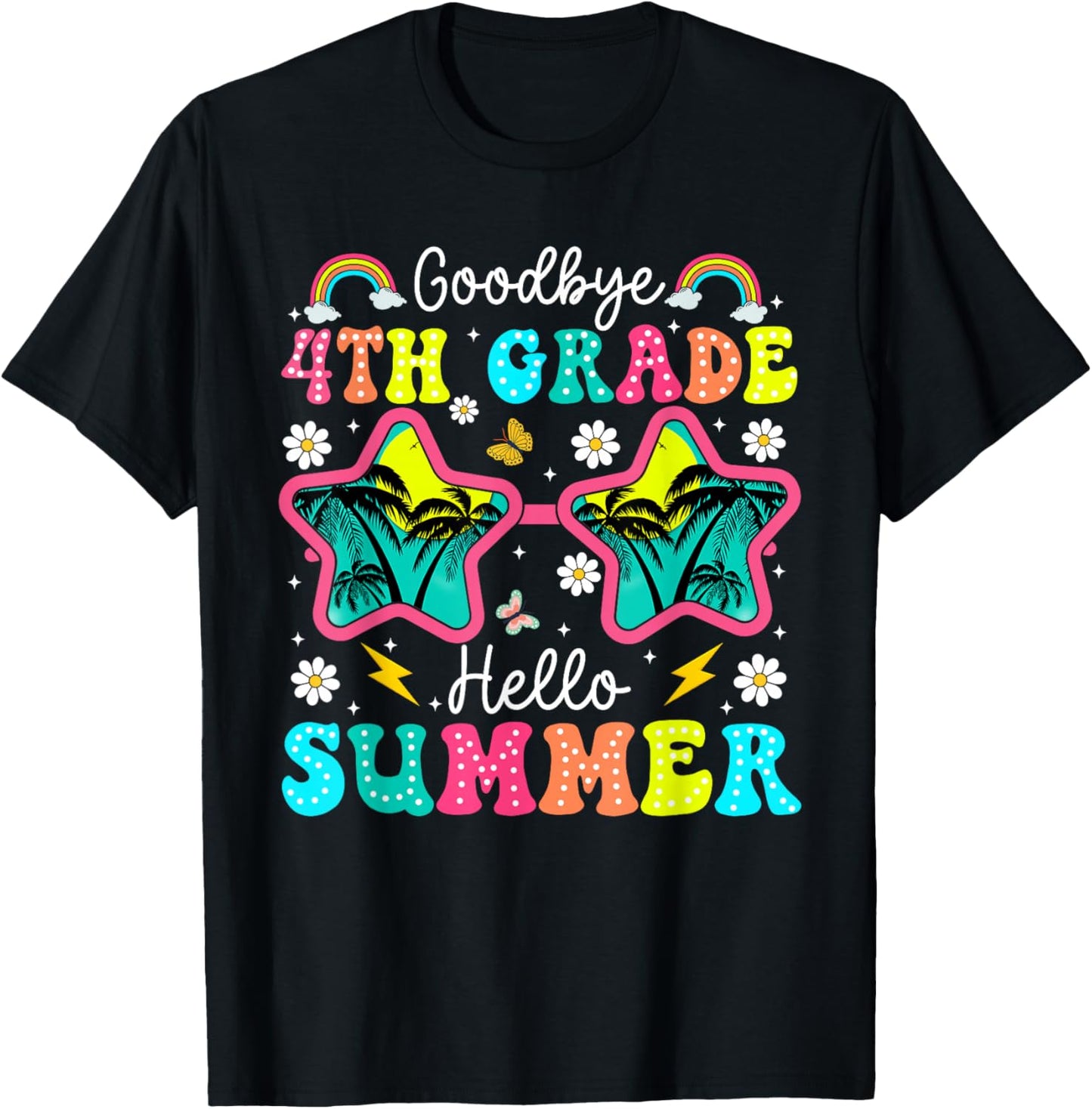Goodbye 4th Grade Graduation Last Day of School Hello Summer T-Shirt - T-Shirt | Black