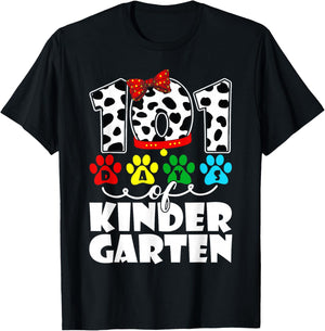 101 Days Kindergarten Cute Dog Lover Student Or Teacher Kids T-Shirt - T-Shirt | Black