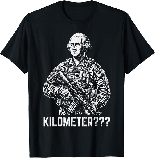 4th of July Washington Soldier Kilometer Funny Men Women T-Shirt - T-Shirt | Black