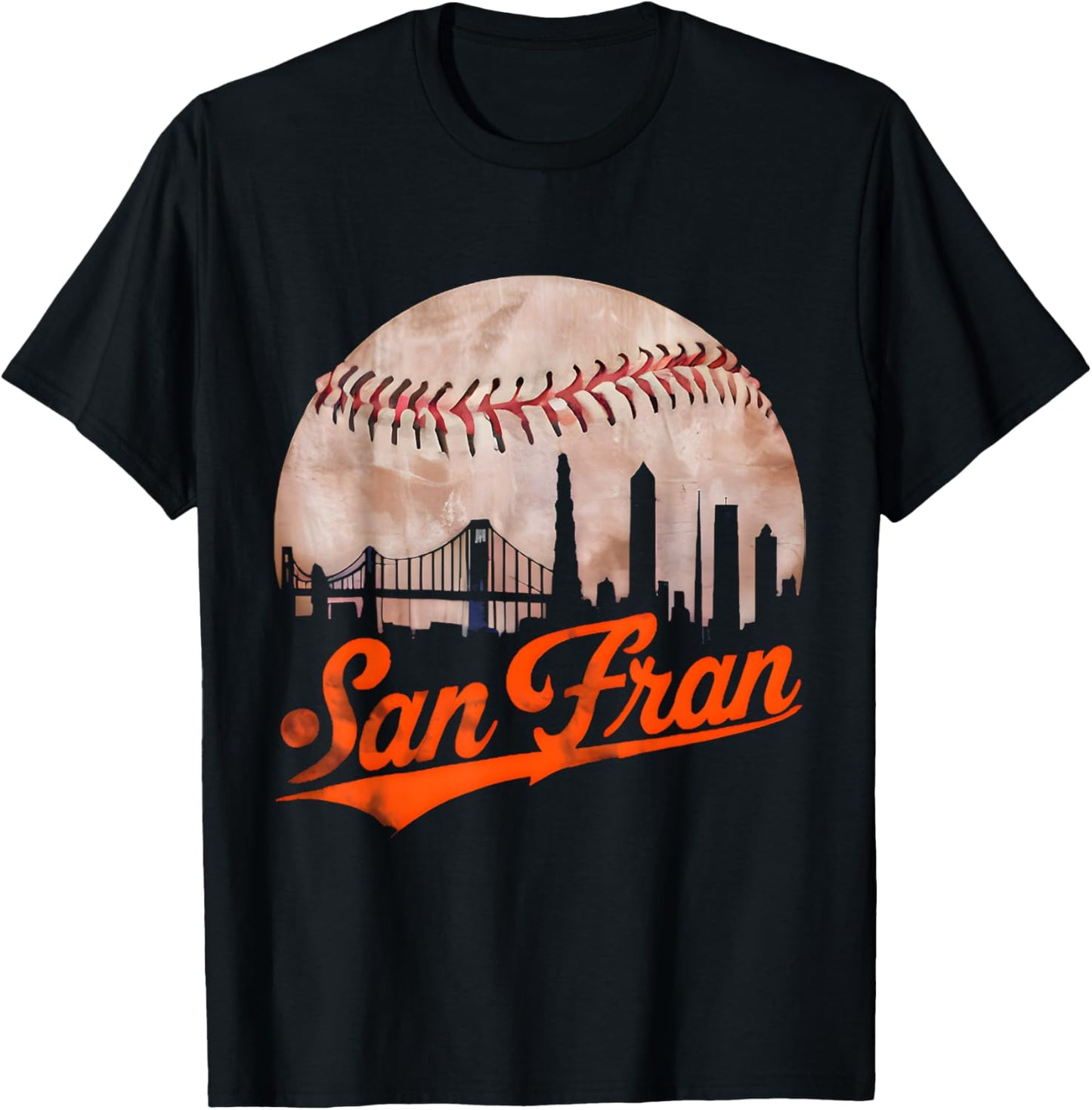 Vintage Distressed San Francisco California, Baseball Lovers T-Shirt - T-Shirt | Black