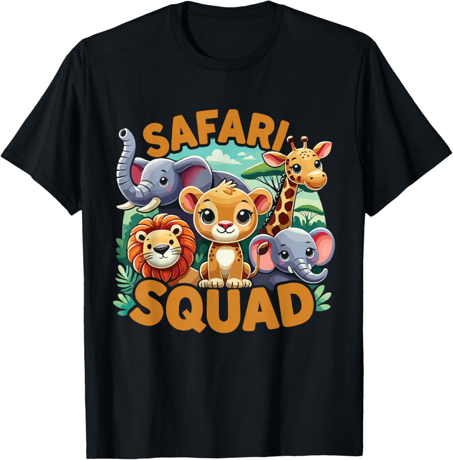 Safari Squad Animals Wildlife Africa T-Shirt - T-Shirt | Black