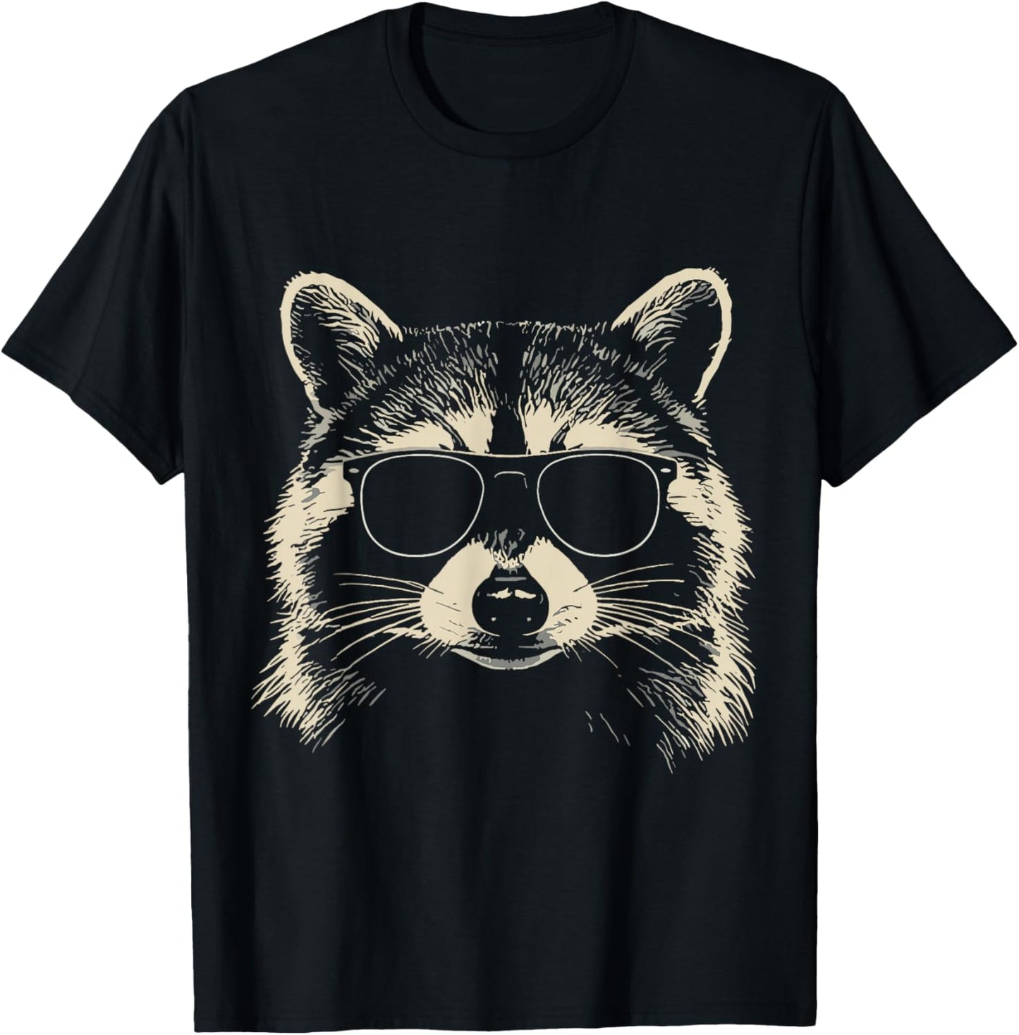 Raccoon Wearing Sunglasses Graphic Raccoon Shirt Men Women T-Shirt - T-Shirt | Black