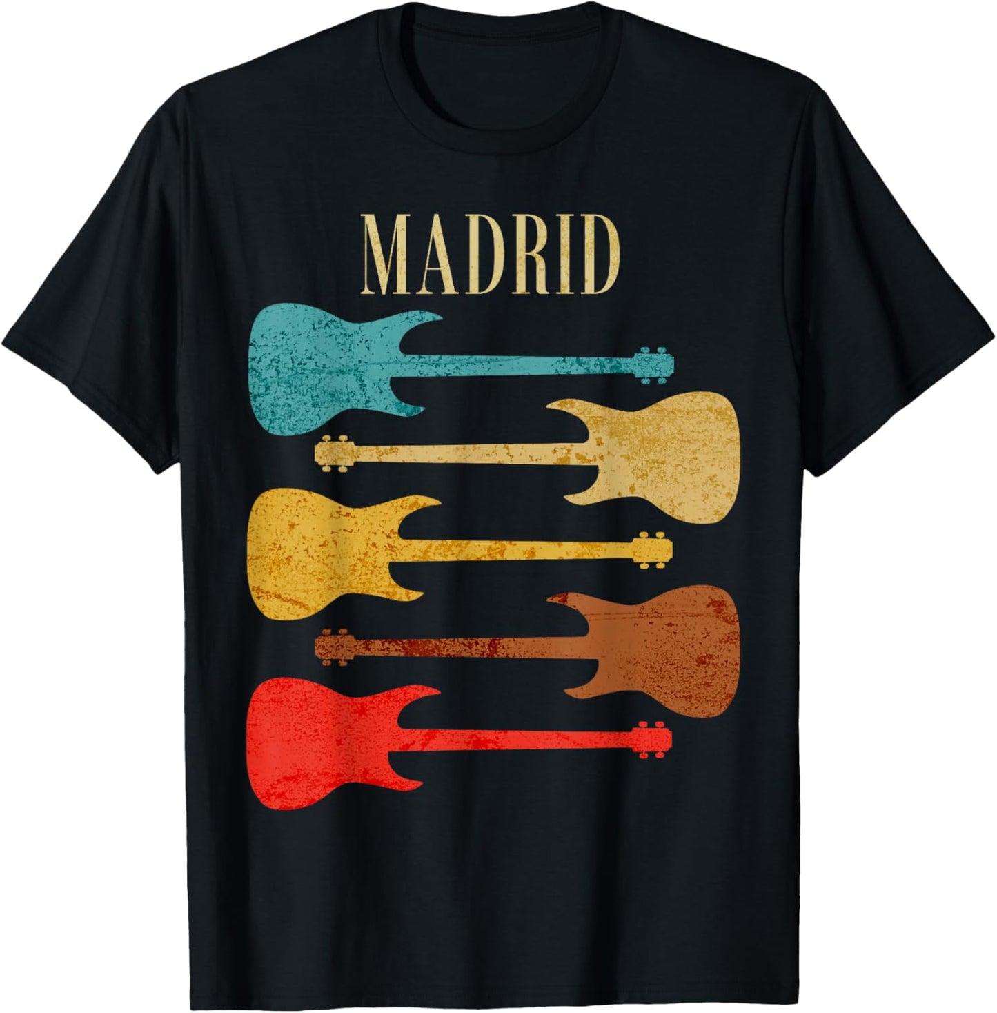 Madrid Concert Rock Music Festival Guitars Spain T-Shirt - T-Shirt | Black