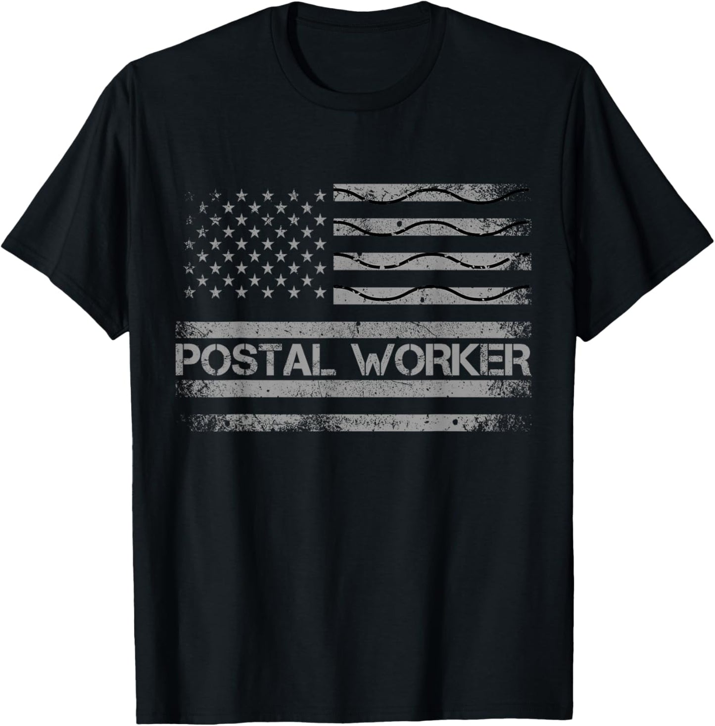 USA Flag Patriotic Postal Worker Mailman Mail Lady Novelty T-Shirt - T-Shirt | Black