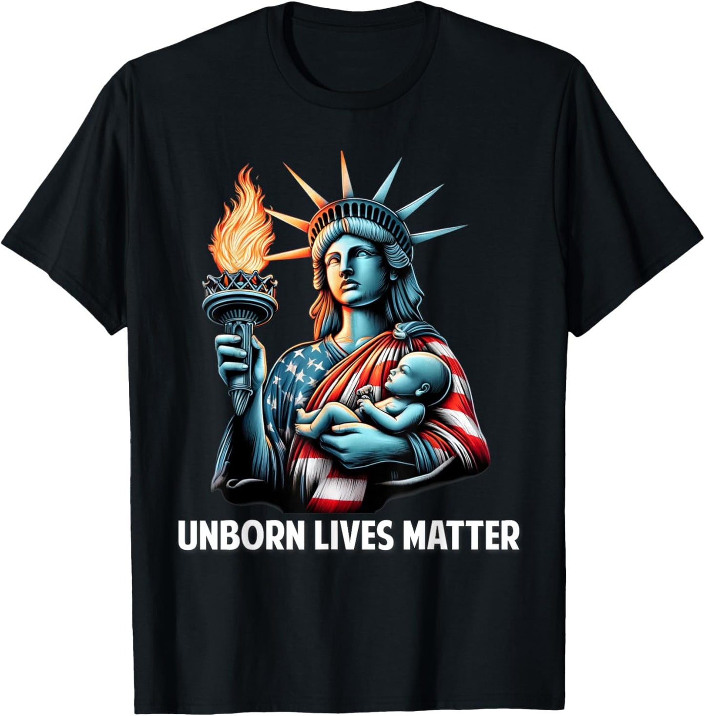 Patriotic American Unborn Lives Matter Pro-Life Catholic Men T-Shirt - T-Shirt | Black