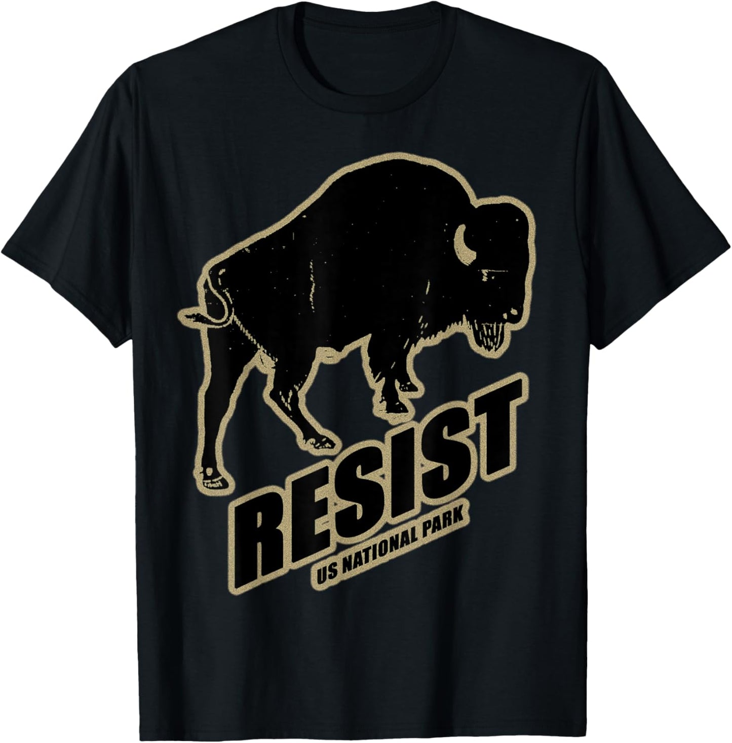 US National Park Resist Service Bison Buffalo Vintage T-Shirt - T-Shirt | Black
