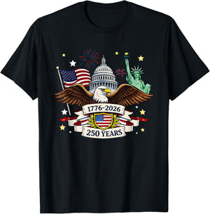 250 Years Flag Statue of Liberty 1776-2026 250th Birthday T-Shirt - T-Shirt | Black