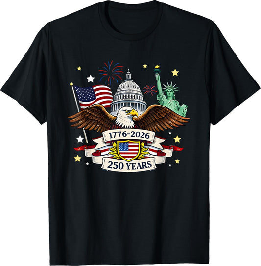 250 Years Flag Statue of Liberty 1776-2026 250th Birthday T-Shirt - T-Shirt | Black
