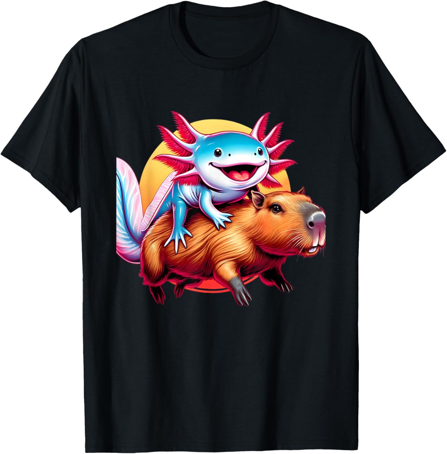 Funny Capybara Men Women Kids Boys Axolotl Lover T-Shirt - T-Shirt | Black