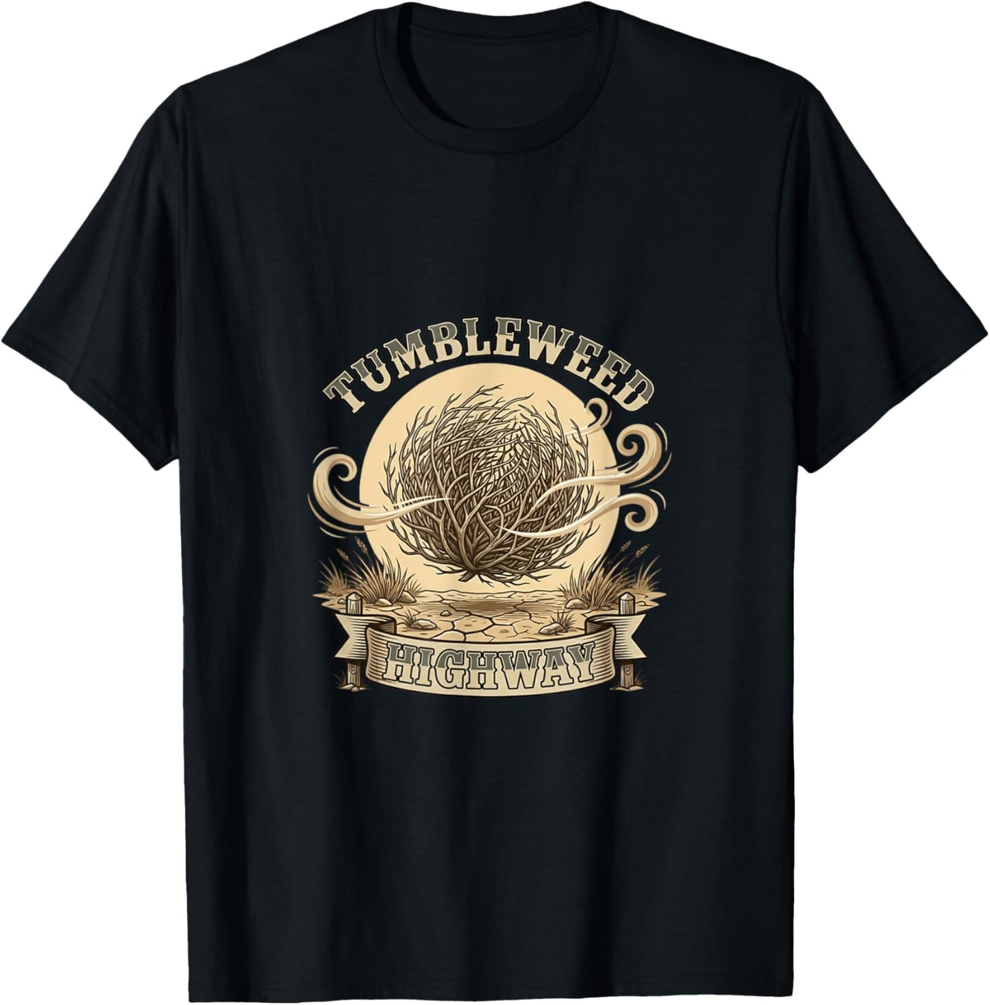 Tumbleweed Highway Western Desert Graphique Vintage T-Shirt - T-Shirt | Black