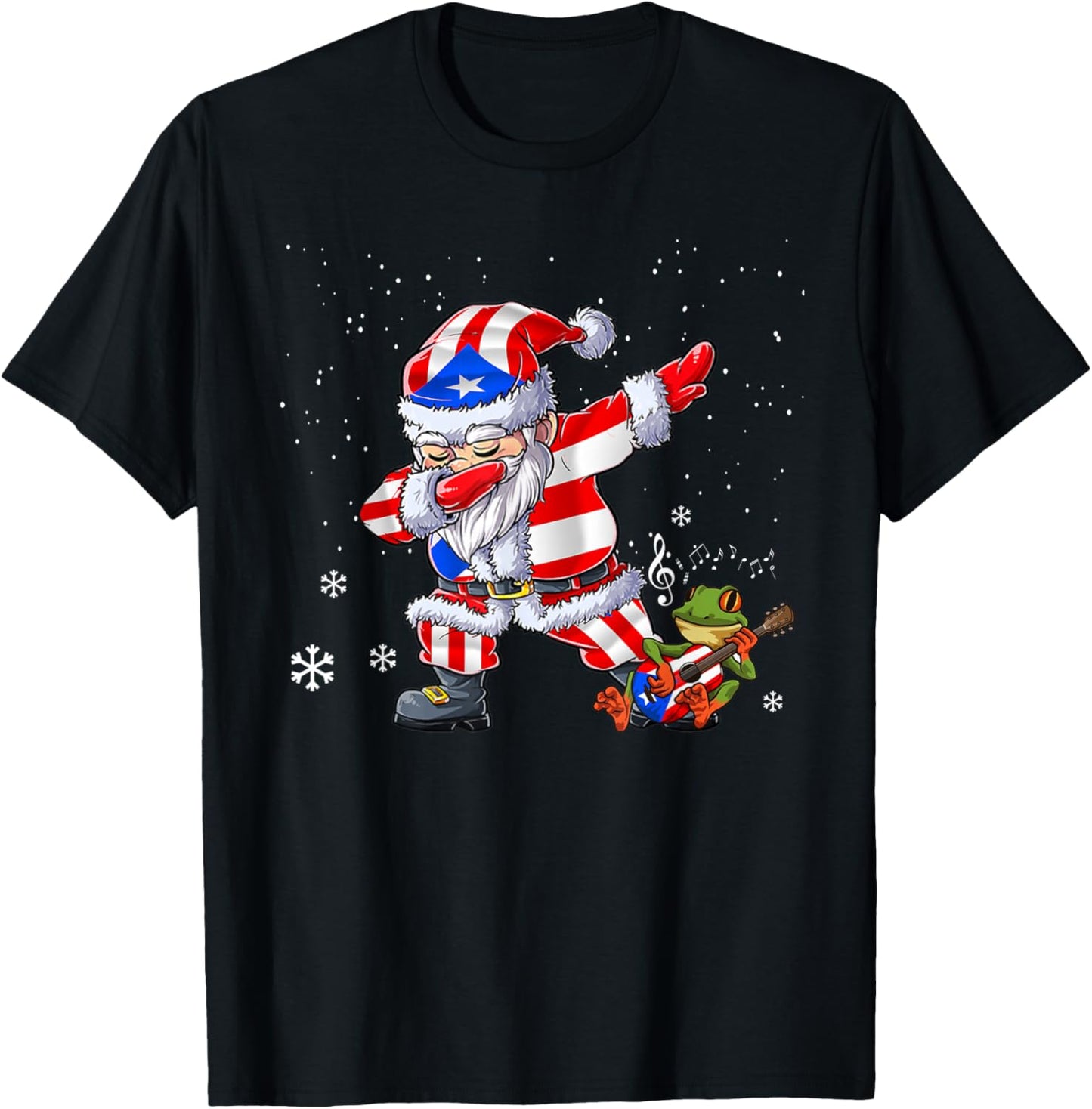 Dabbing Puerto Rico Santa Claus Christmas Boys Men Funny Dab T-Shirt - T-Shirt | Black