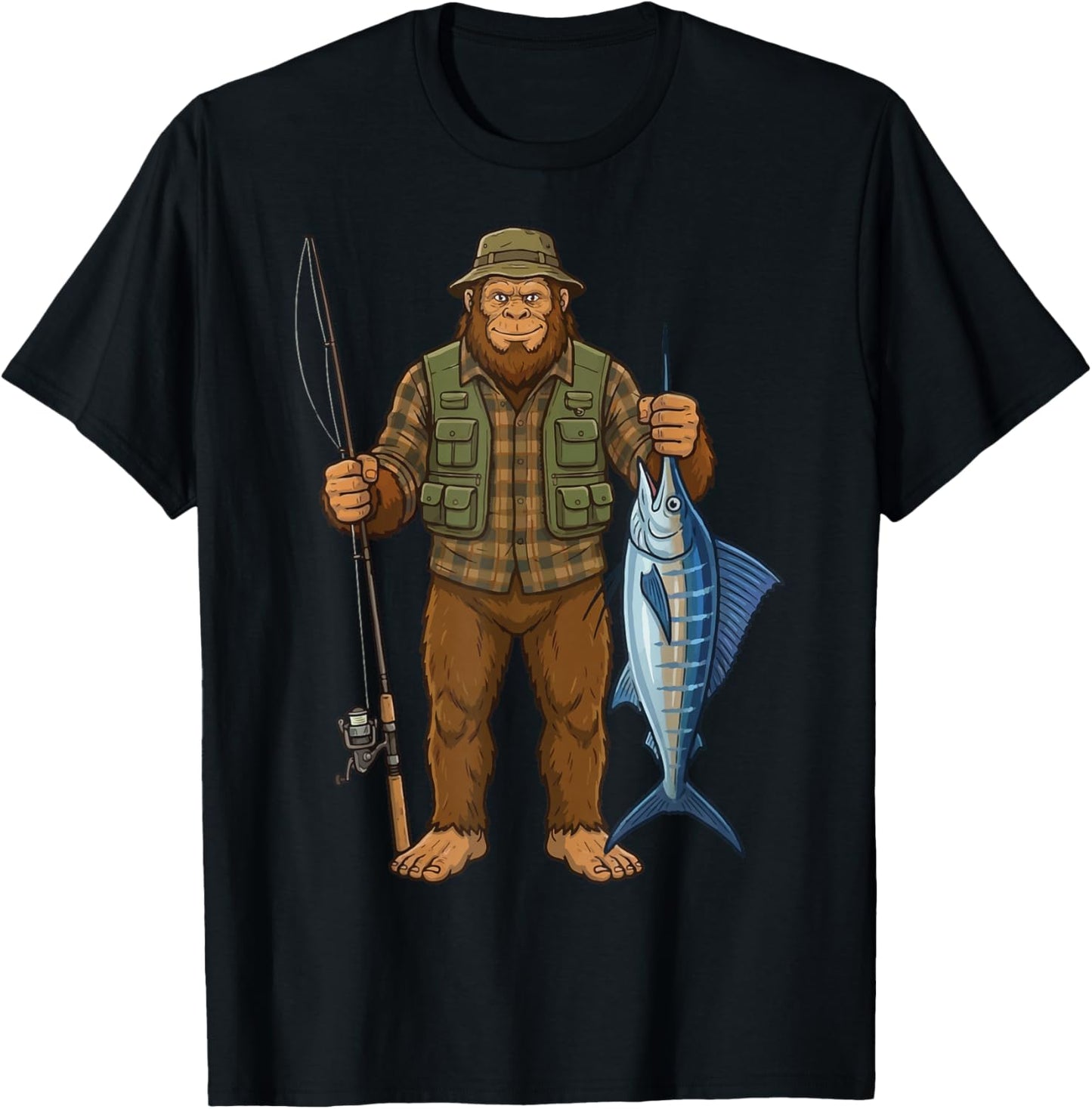 Marlin Bigfoot Fisher T-Shirt - T-Shirt | Black