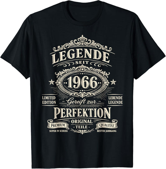 60th Birthday Man Woman 60 Years Decoration 1966 Gift Funny T-Shirt - T-Shirt | Black