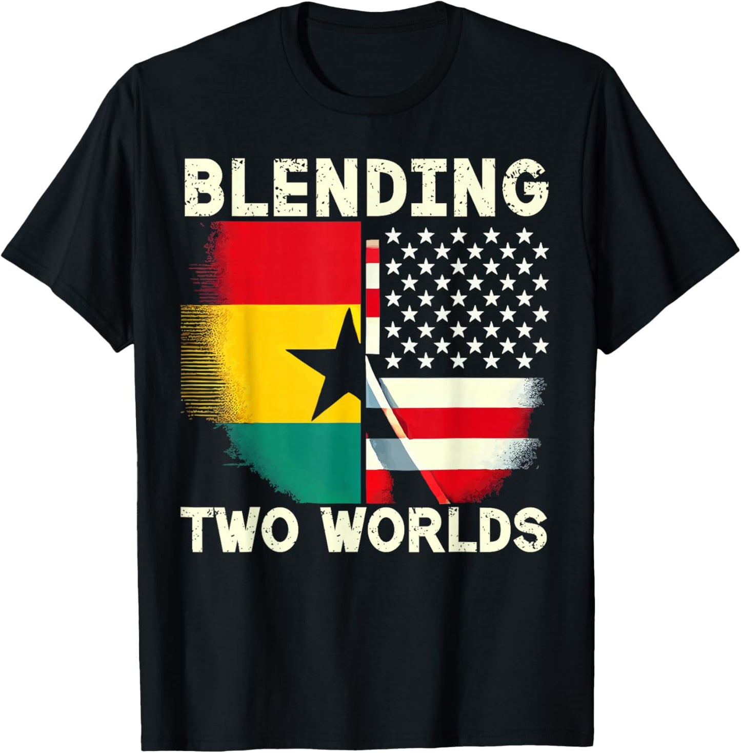 Half Ghanaian Half American USA Flag Ghana America T-Shirt - T-Shirt | Black