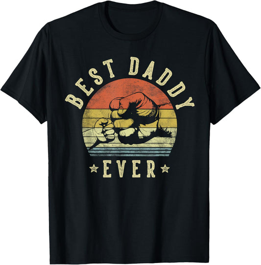 Best Daddy Ever - Retro Fist Bump Vintage Design Daddy T-Shirt - T-Shirt | Black