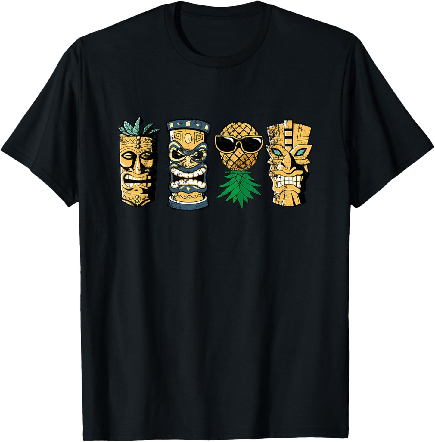Statues Tiki et Ananas à l'envers pour Couples échangistes T-Shirt - T-Shirt | Black