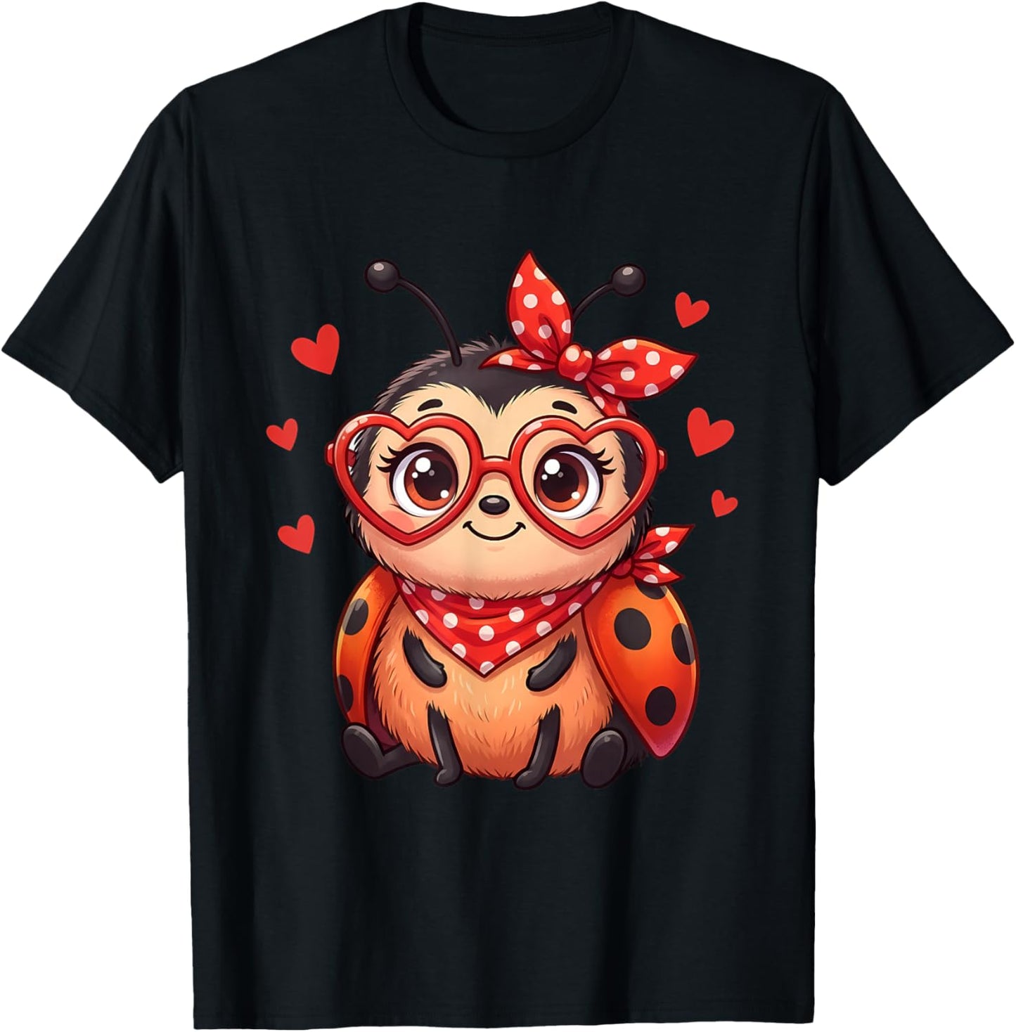 Cute Little Ladybird Hearts for Ladybird Lovers and Couples T-Shirt - T-Shirt | Black