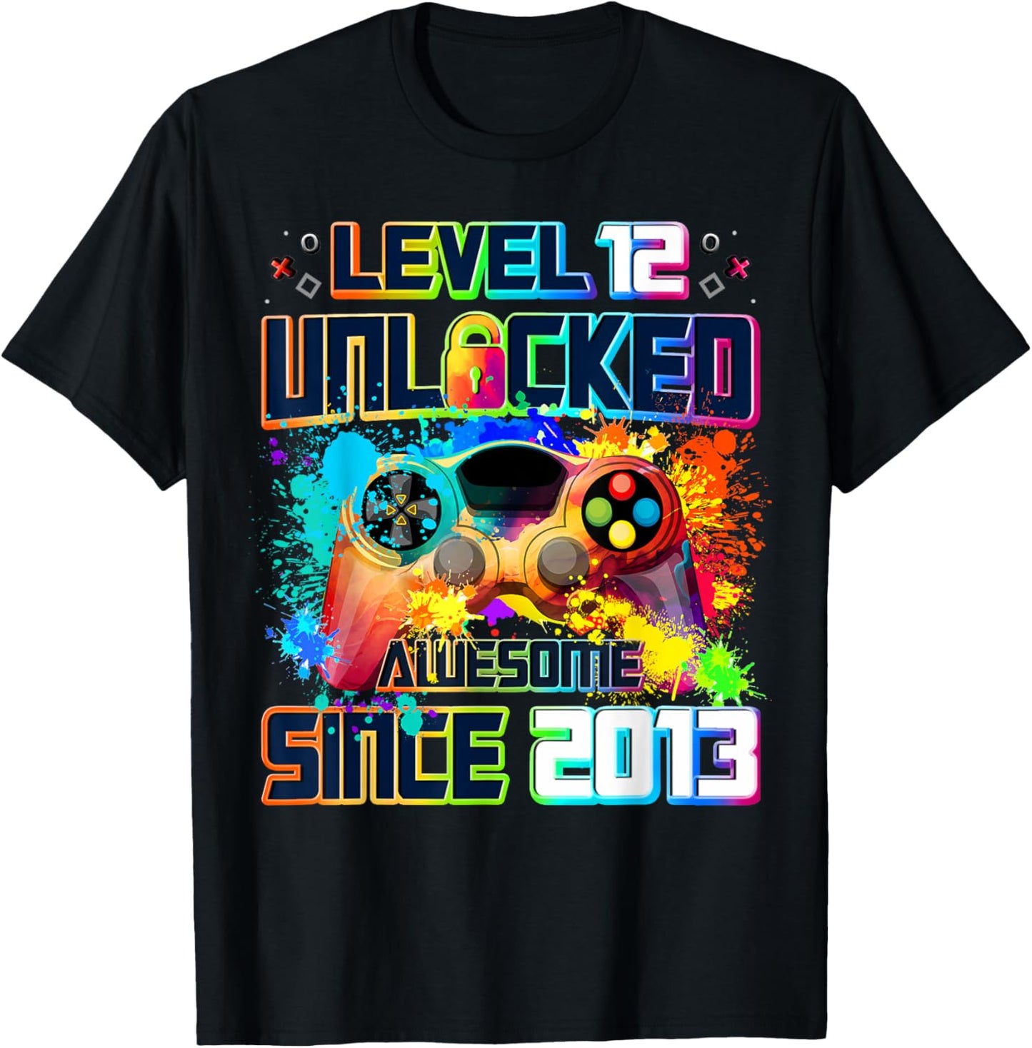 Level 12 Unlocked 12 Year Old Video Gamer 12th Birthday Gift T-Shirt - T-Shirt | Black