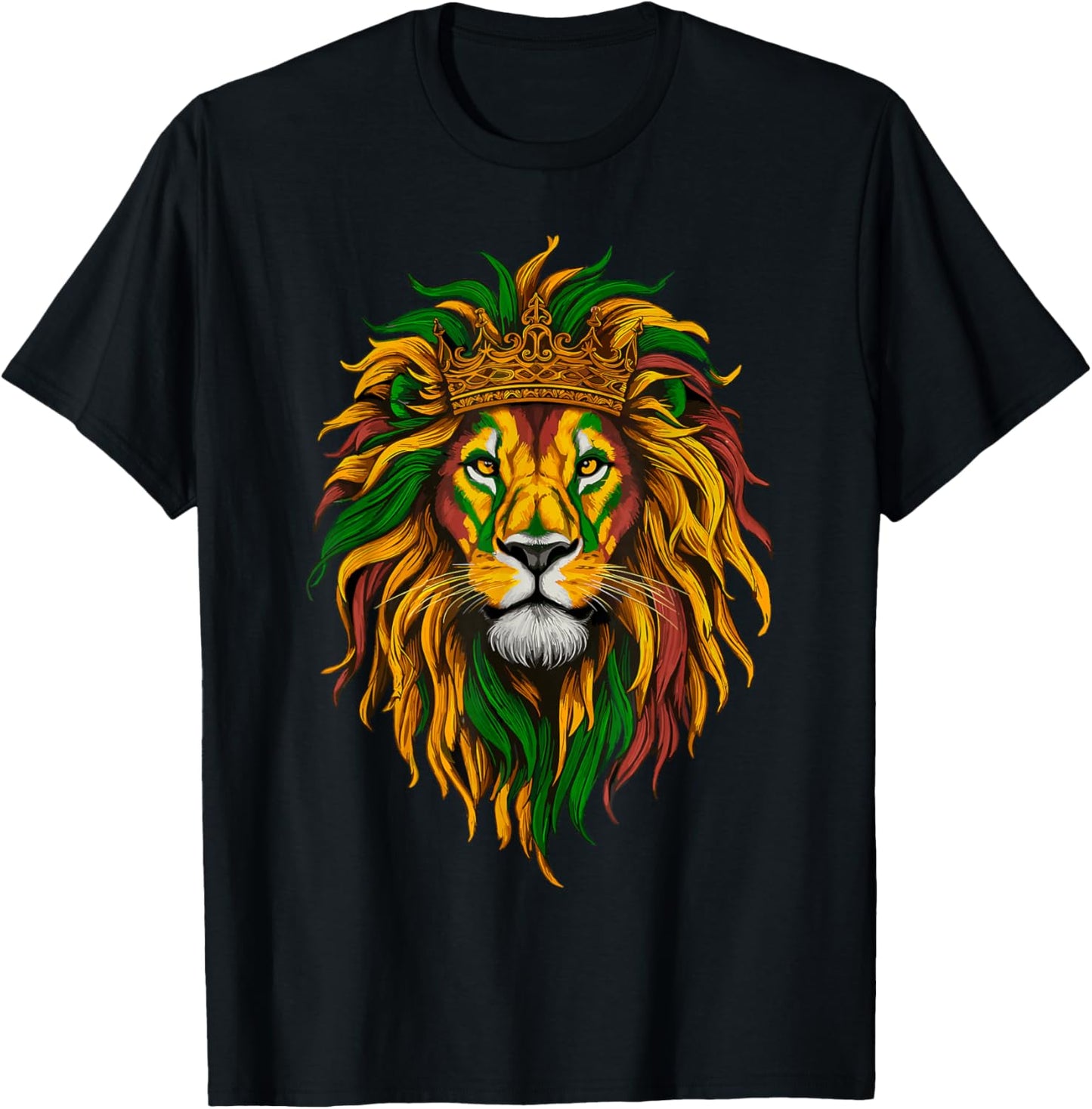 Rasta Lion of Judah Rastafarian Reggae Ethiopian Lion T-Shirt - T-Shirt | Black
