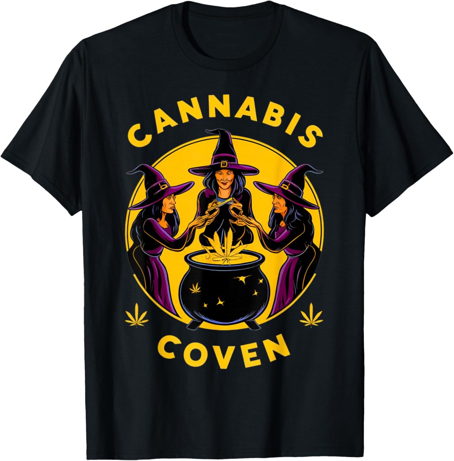 Cannabis Coven Witchy Weed Funny Halloween Marijuana 420 T-Shirt - T-Shirt | Black