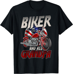 Biker Bad Ass Grandpa Funny Motorcycle Gag Humor T-Shirt - T-Shirt | Black
