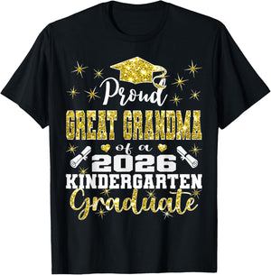 Proud Great Grandma of Kindergarten Graduate 2026 Graduation T-Shirt - T-Shirt | Black
