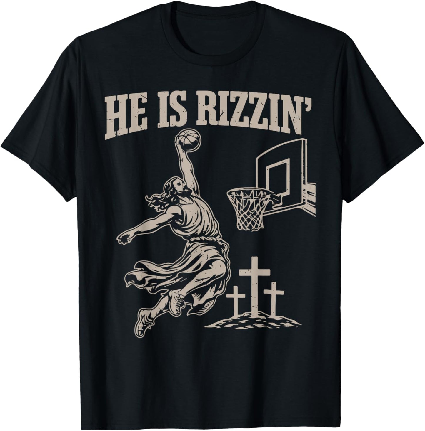 He Has Risen Jesus Basketball Christian Easter Toddler T-Shirt - T-Shirt | Black