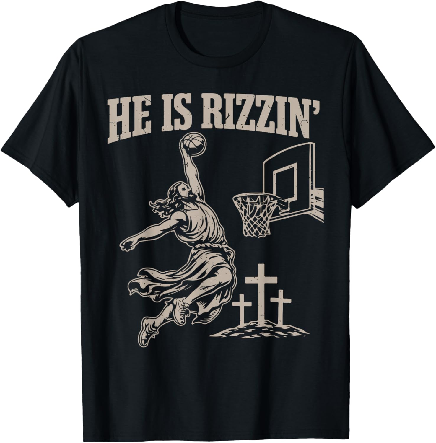 He Has Risen Jesus Basketball Christian Easter Toddler T-Shirt - T-Shirt | Black