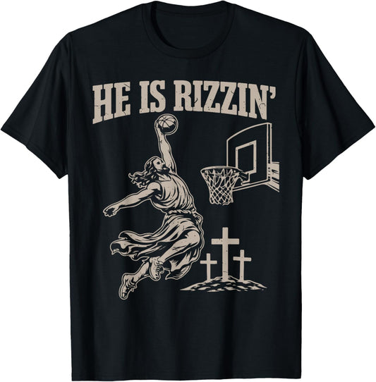He Has Risen Jesus Basketball Christian Easter Toddler T-Shirt - T-Shirt | Black