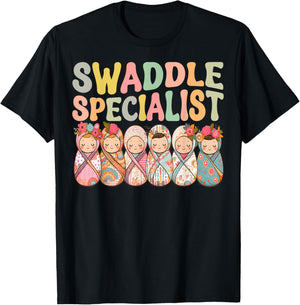 Cute Swaddle Specialist for NICU Mother Baby Nurse T-Shirt - T-Shirt | Black