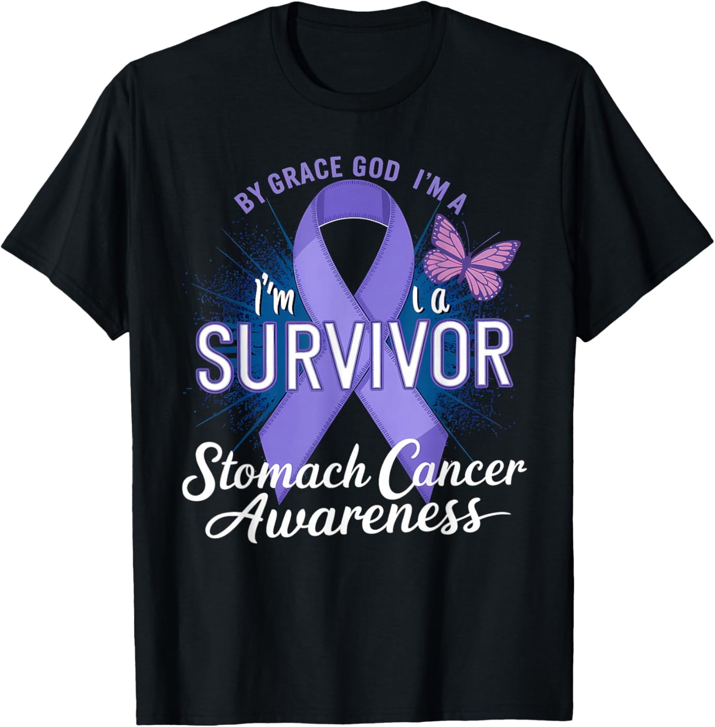 Stomach Cancer Awareness Periwinkle Ribbon I'm A Survivor T-Shirt - T-Shirt | Black