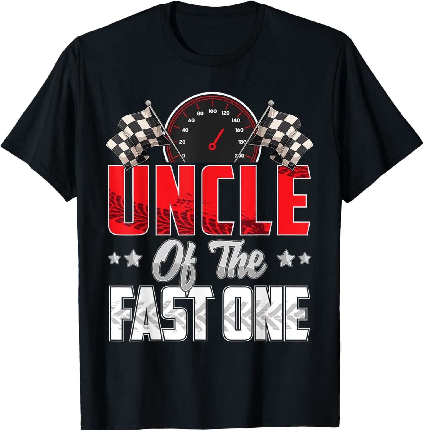 1 year old racing car fast one birthday 1st Family Uncle T-Shirt - T-Shirt | Black