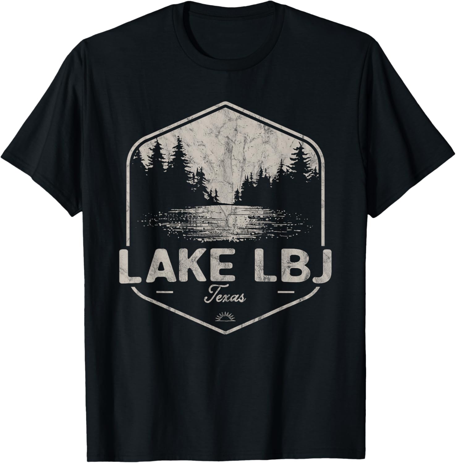 Lake LBJ Texas Outdoors Vintage T-Shirt - T-Shirt | Black