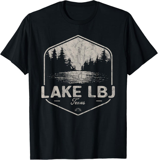 Lake LBJ Texas Outdoors Vintage T-Shirt - T-Shirt | Black