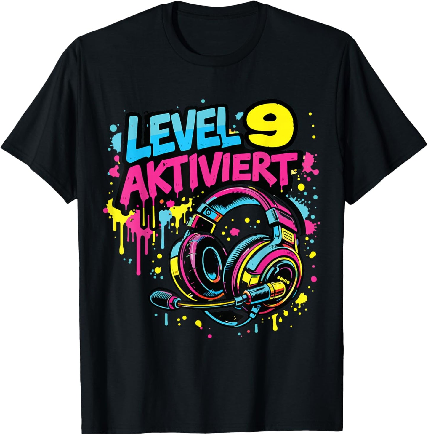 9. Geburtstag Jungen Video Gamer Level 9 Aktiviert Kids T-Shirt - T-Shirt | Black