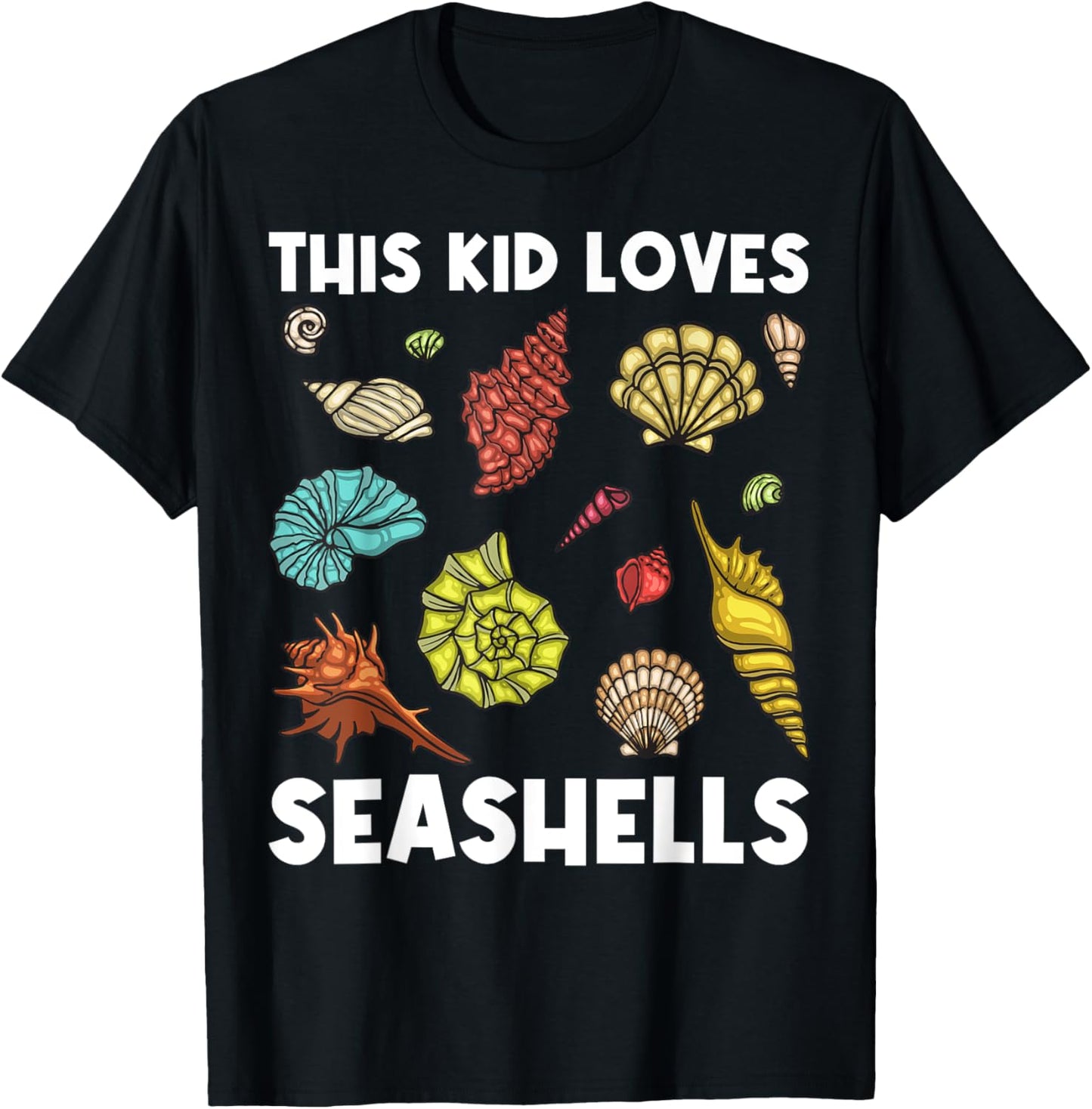 Cute Seashell For Kids Boys Seashell Collector Collecting T-Shirt - T-Shirt | Black