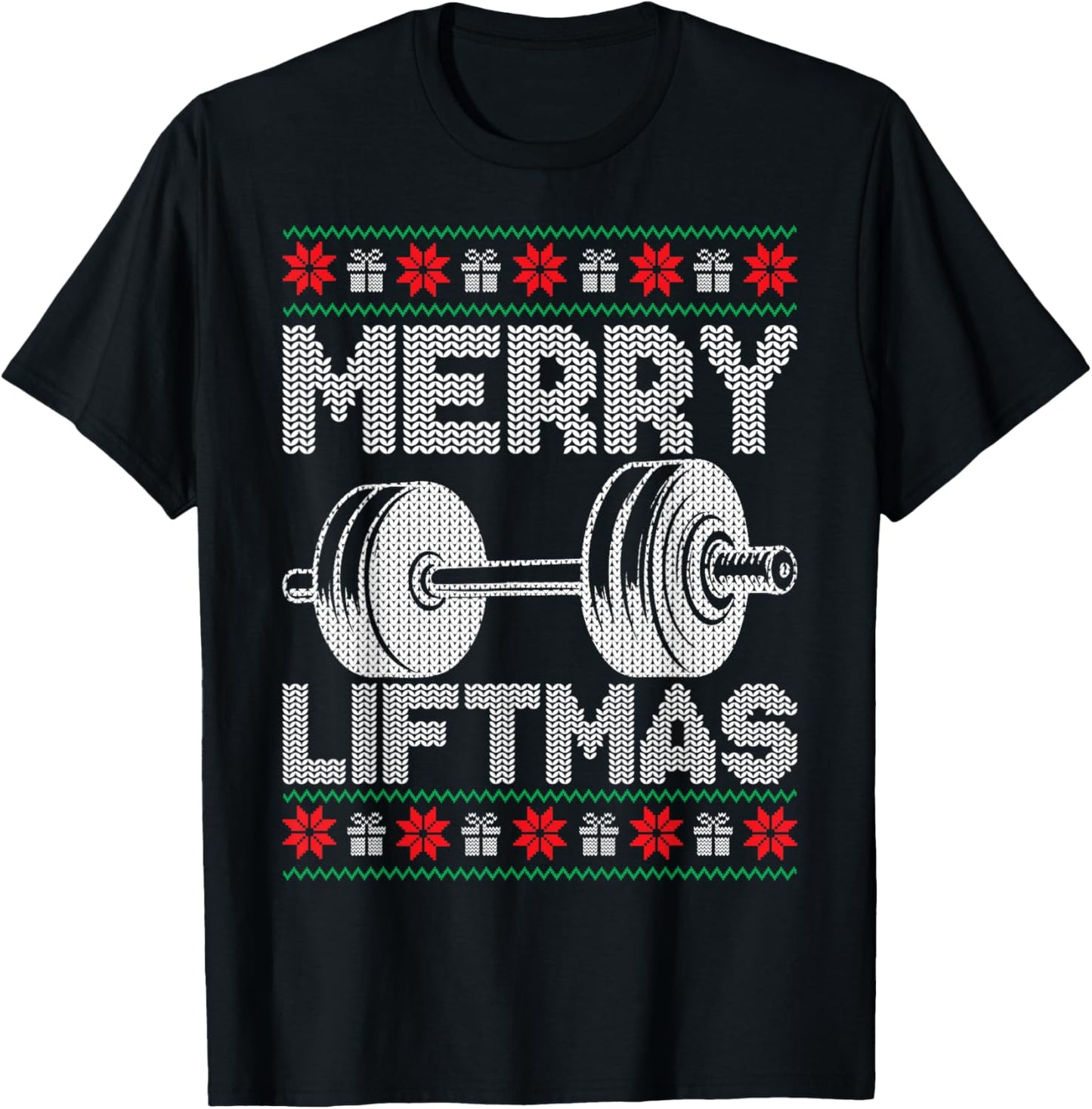 Merry Liftmas Ugly Christmas Gym Workout Funny Fitness T-Shirt - T-Shirt | Black