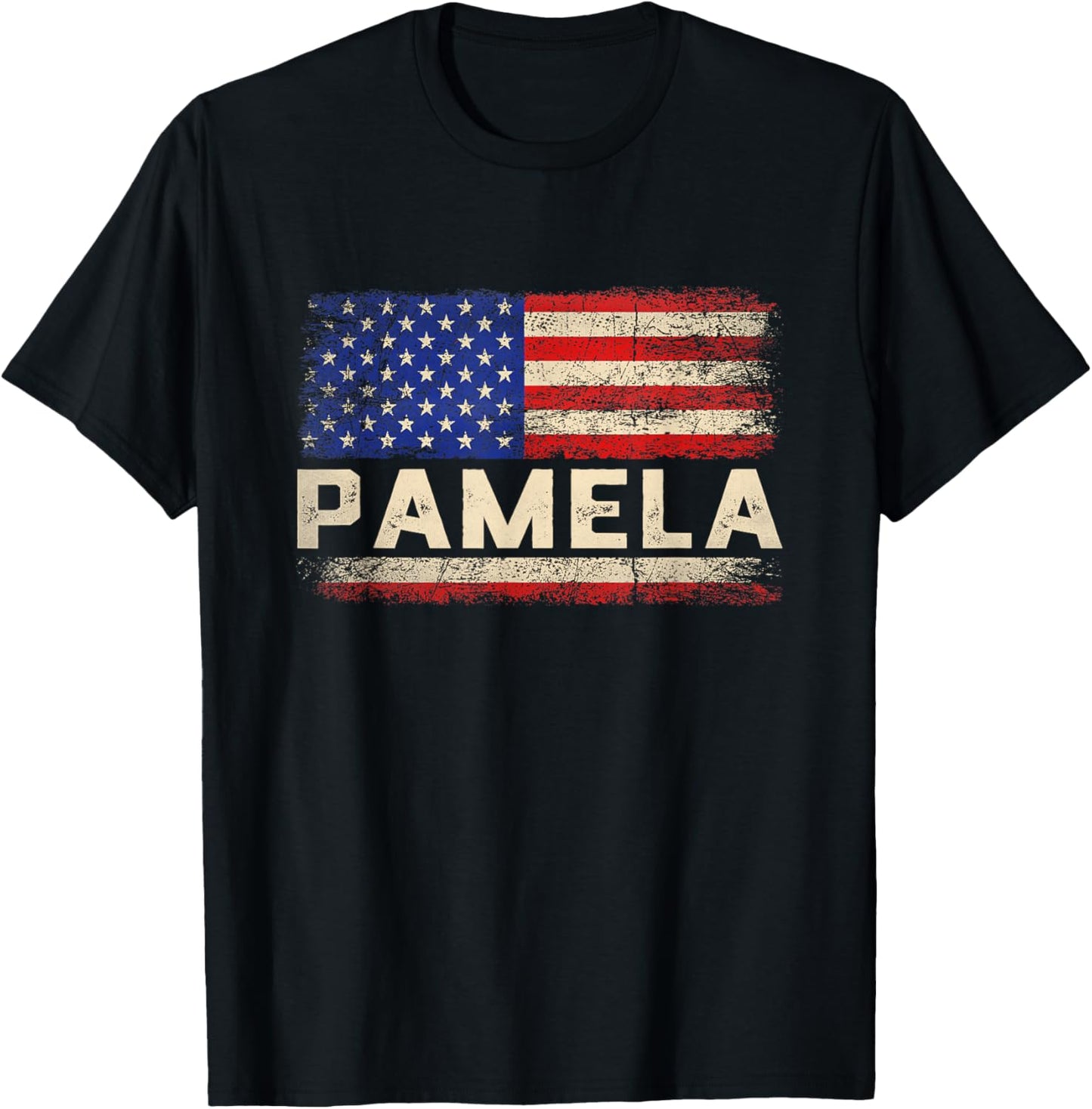 Pamela First Name Shirt Pamela Name American Flag T-Shirt - T-Shirt | Black