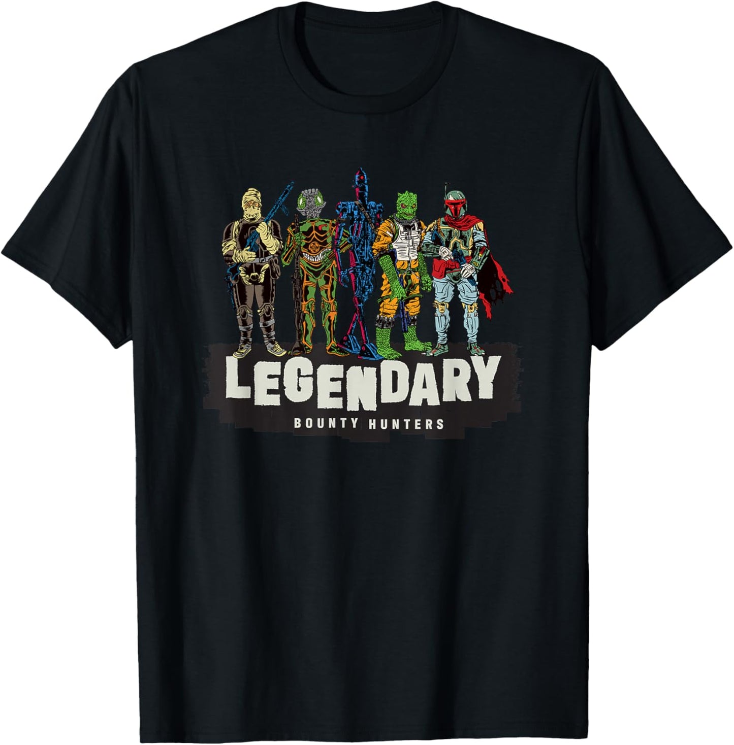 Star Wars Legendary Bounty Hunters Boba Fett IG-88 Bossk T-Shirt - T-Shirt | Black