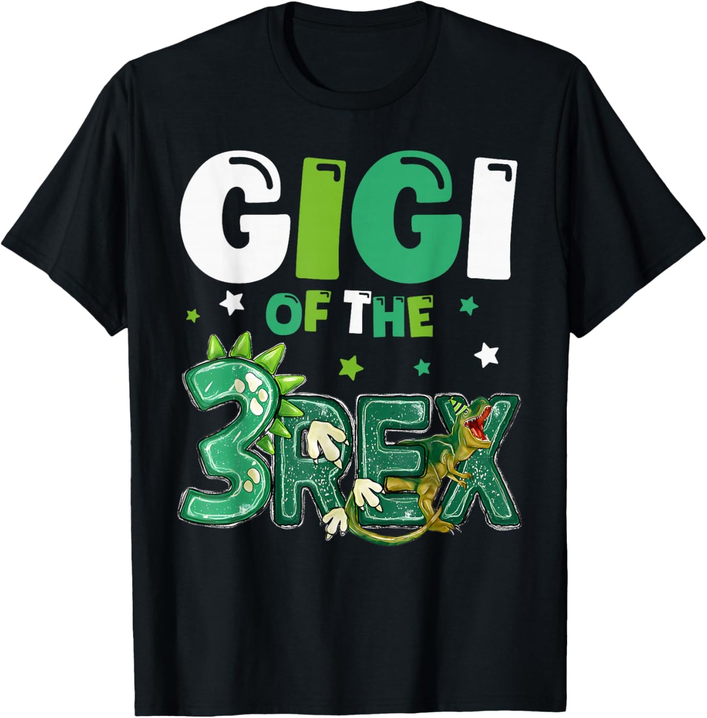 Gigi of the Three Rex Birthday Dinosaur Family Matching T-Shirt - T-Shirt | Black