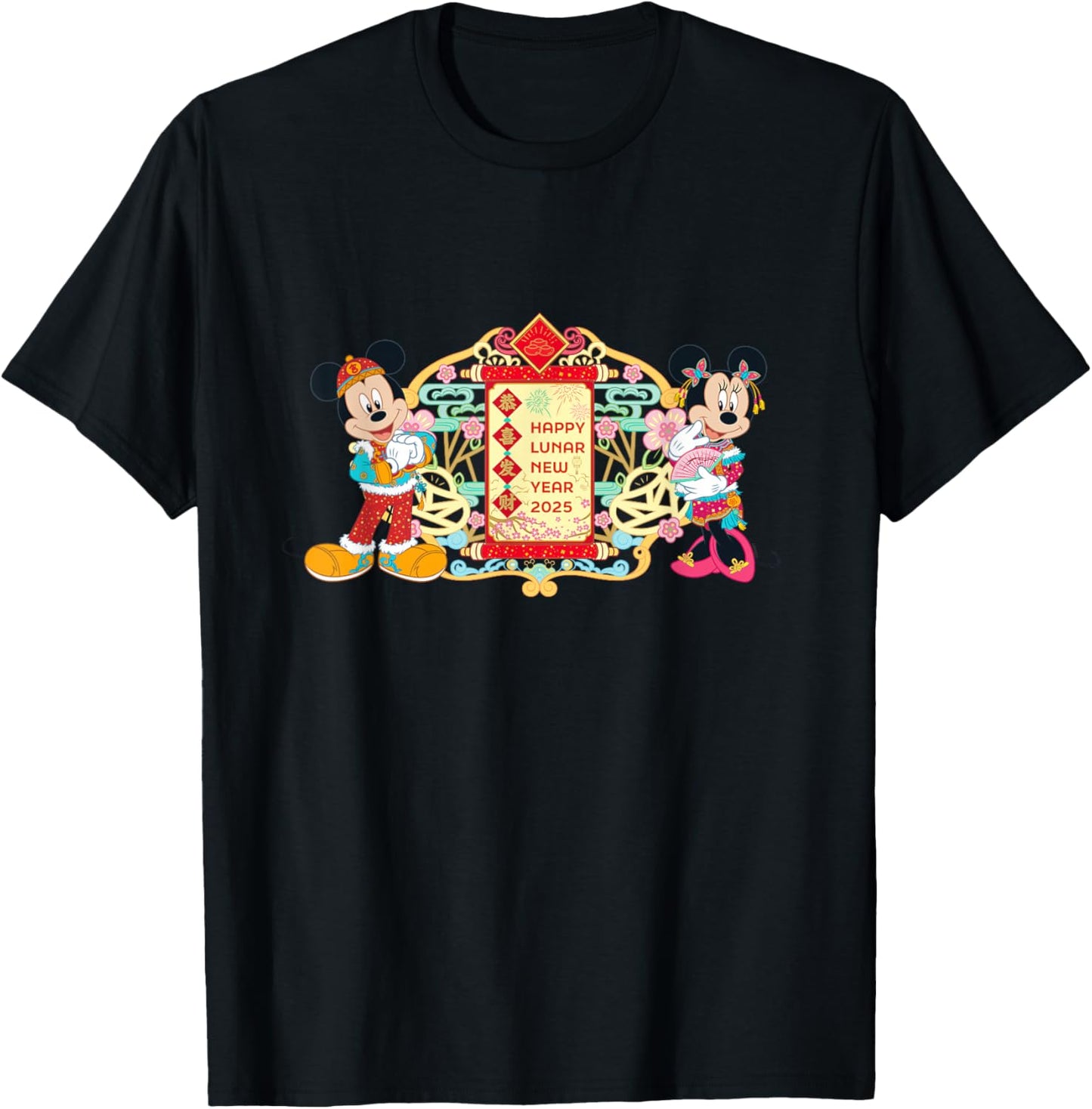 Disney Mickey & Minnie Chinese Happy Lunar New Year 2025 T-Shirt - T-Shirt | Black