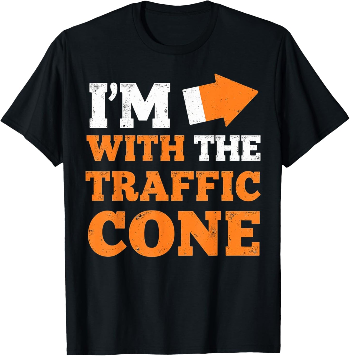 I'm With The Traffic Cone Funny Halloween Couple T-Shirt - T-Shirt | Black