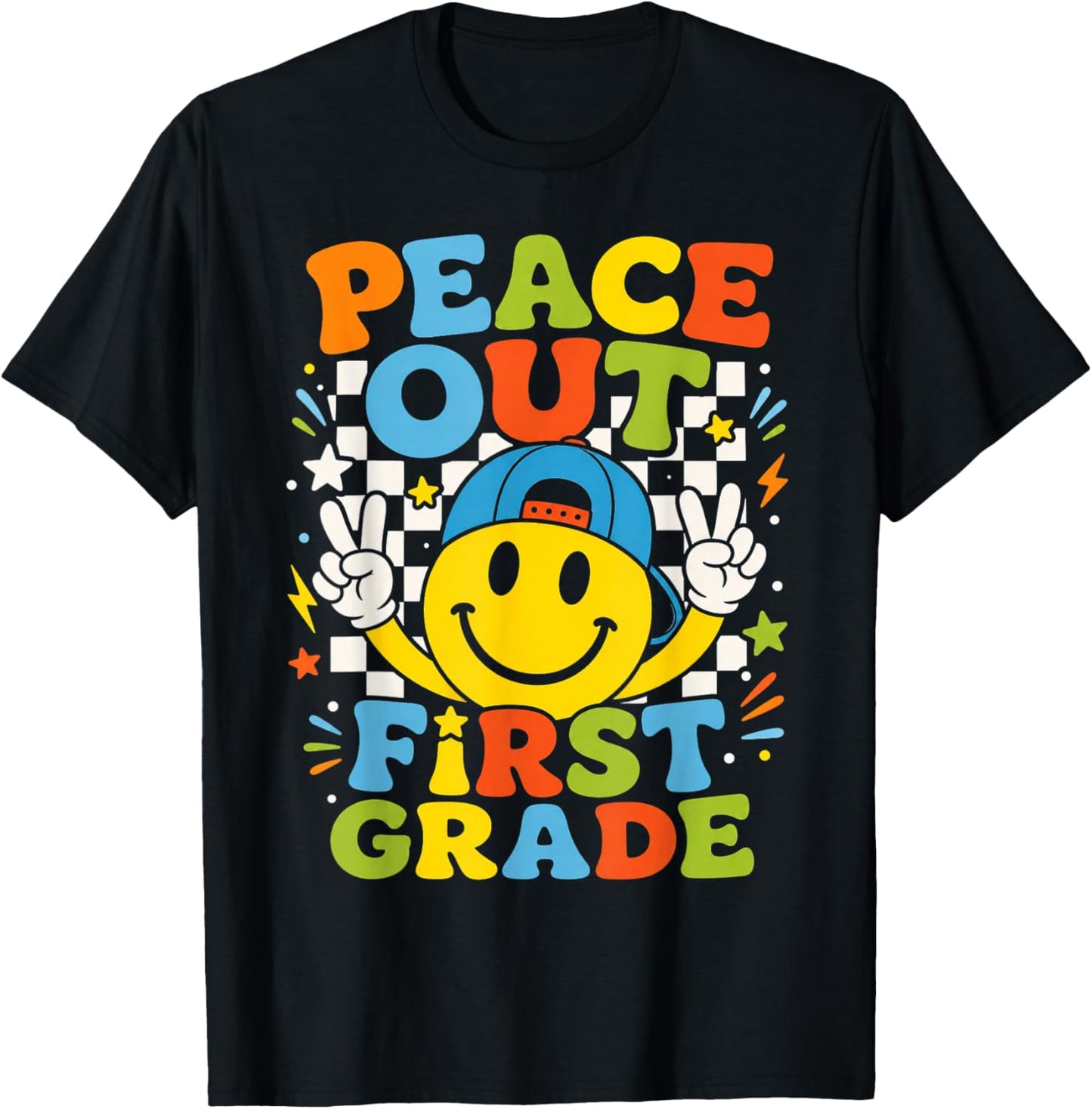 Peace Out 1st Grade Boys Kid Graduation Last Day of School T-Shirt - T-Shirt | Black