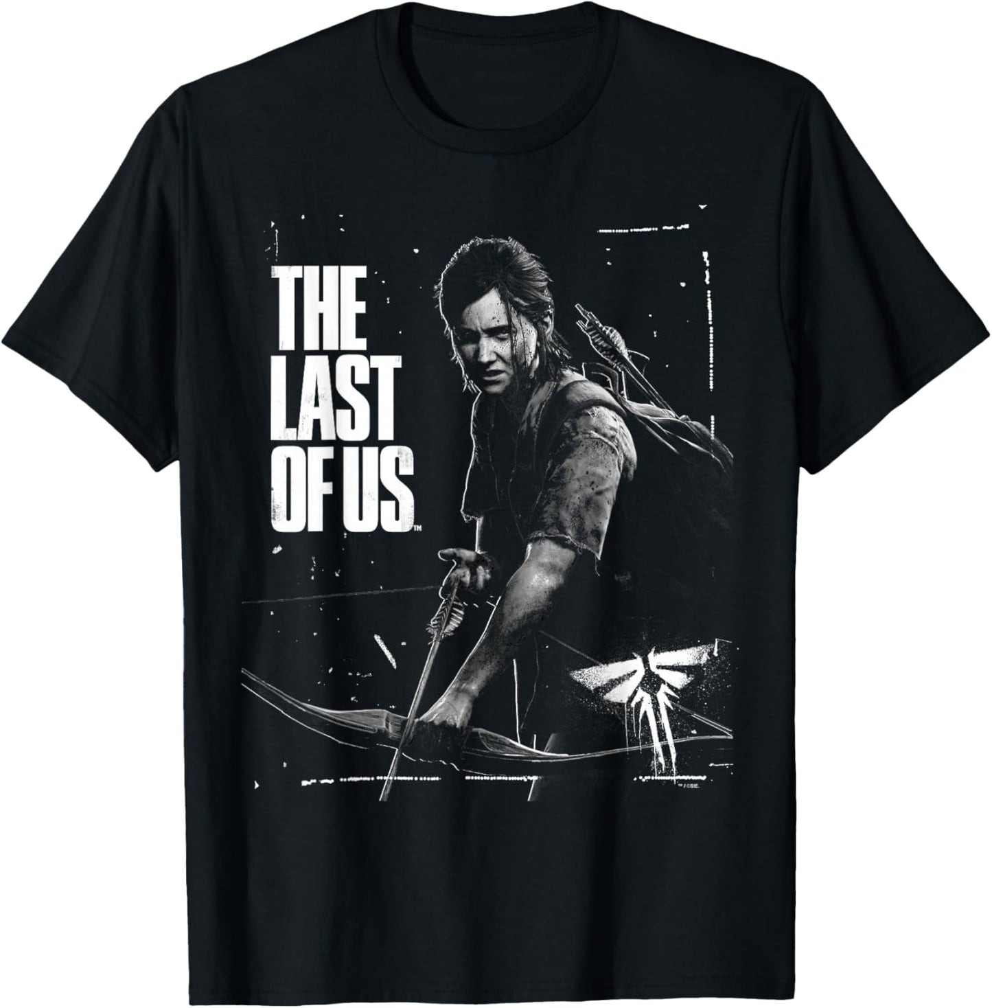 The Last of Us Ellie Readys Bow Black and White Portrait T-Shirt - T-Shirt | Black