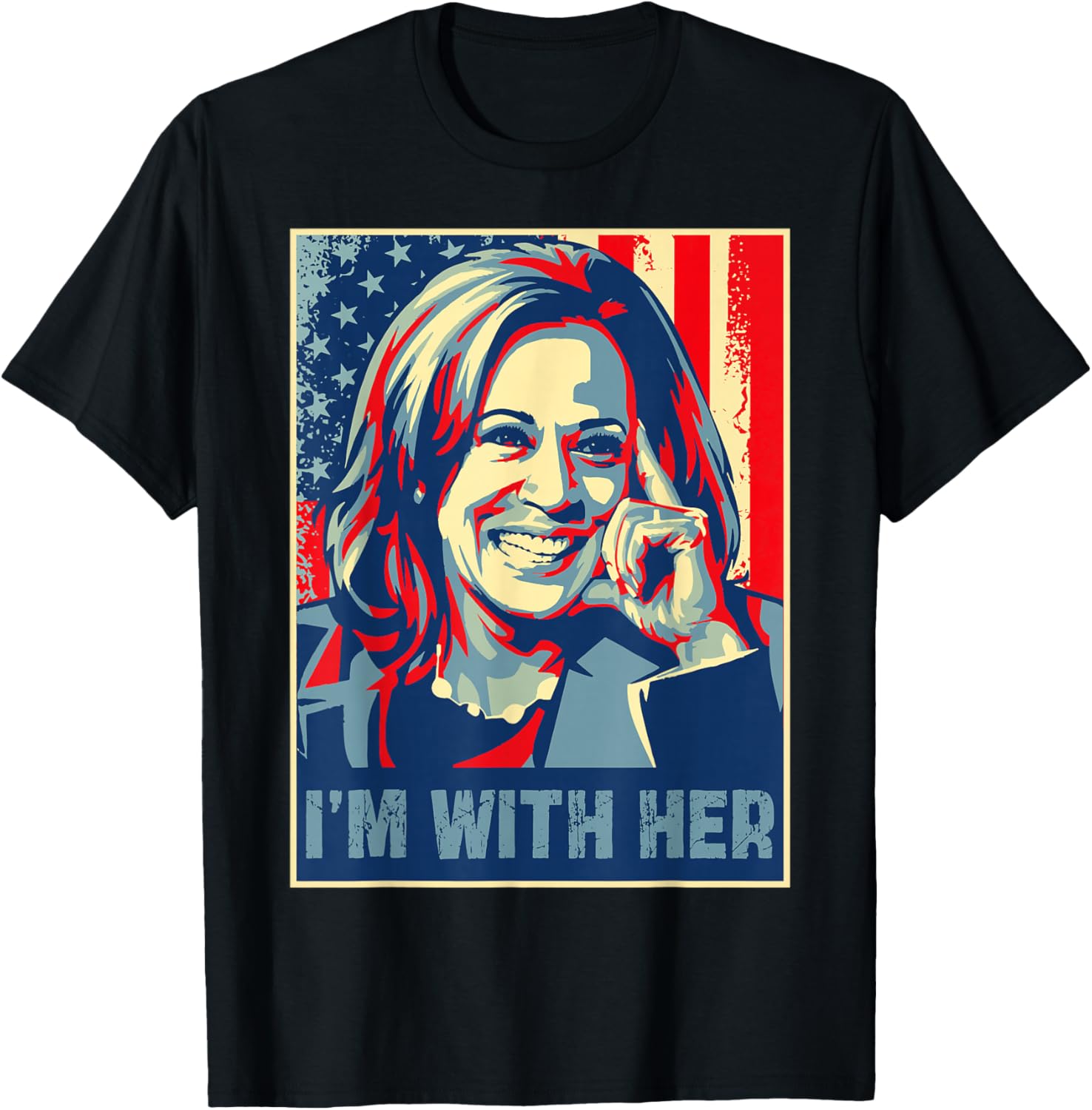 Retro I'm With Her Kamala Harris USA President Election 2028 T-Shirt - T-Shirt | Black